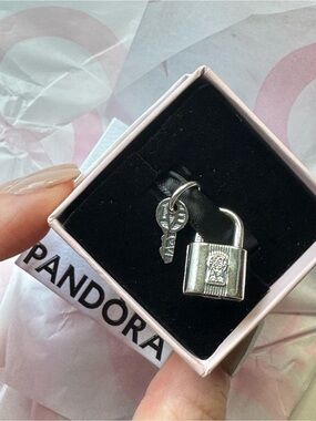 Pandora Sterling Silver Padlock and Key Dangle Charm